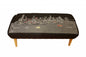 38" Gray Wool and Brown Ottoman