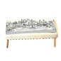 38" Cream Wool And Brown Ottoman