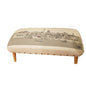 38" Cream Wool and Brown Ottoman