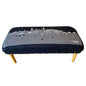 38" Gray Wool and Brown Ottoman