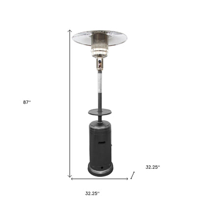 48000 BTU Silver Steel Propane Cylindrical Pole Standing Patio Heater