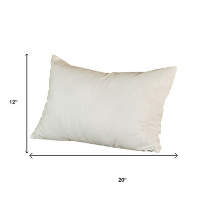 Set of Two 12" X 20" White Fabric Lumbar Throw Pillow Covers