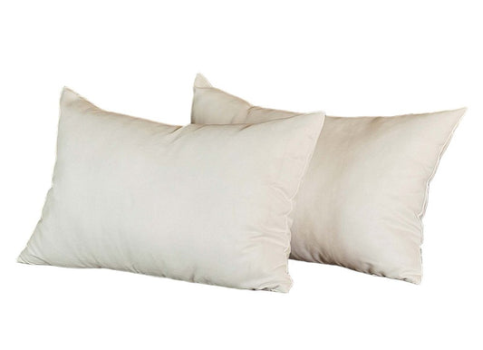 Set of Two 12" X 20" White Fabric Lumbar Throw Pillow Covers