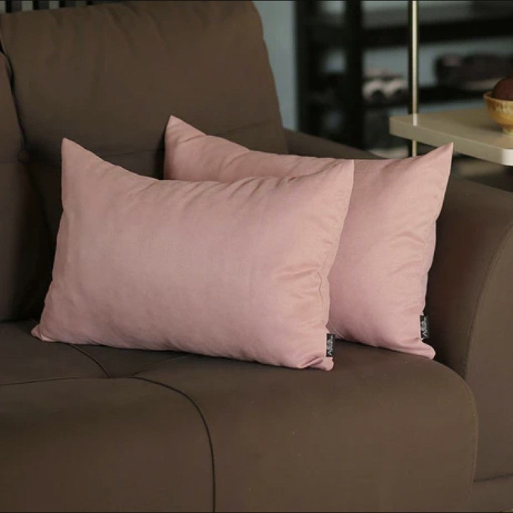 Set of Two 12" X 20" Light Pink Throw Pillow Covers