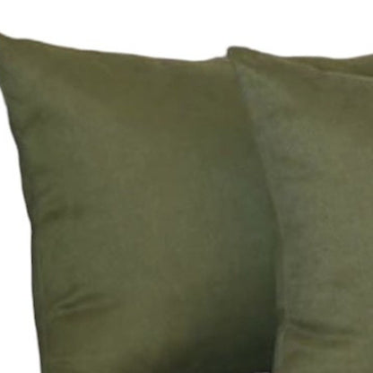 Set of Two 12" X 20" Fern Green Fabric Lumbar Throw Pillow Covers
