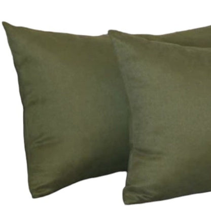 Set of Two 12" X 20" Fern Green Fabric Lumbar Throw Pillow Covers