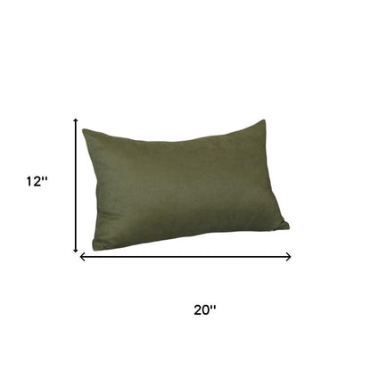 Set of Two 12" X 20" Fern Green Fabric Lumbar Throw Pillow Covers