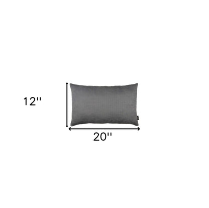 Set Of Two 12" X 20" Gray Zippered Polyester Lumbar Pillow Cover