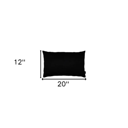 Set Of Two 12" X 20" Black Zippered Polyester Lumbar Pillow Cover