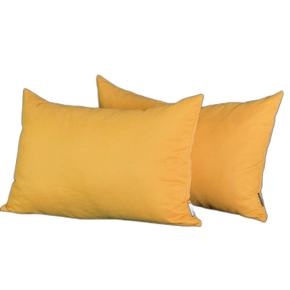 Set Of Two 12" X 20" Yellow Polyester Zippered Pillow Cover