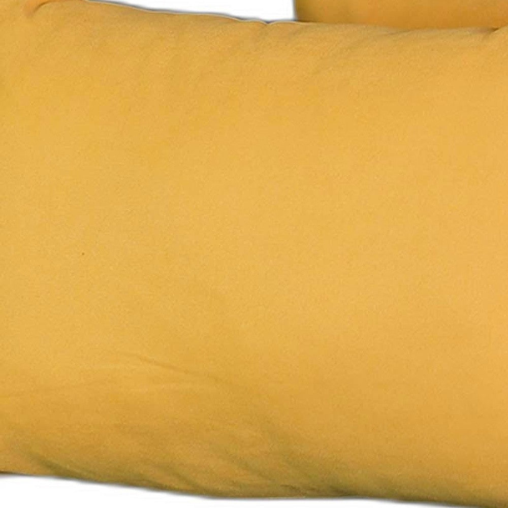 Set Of Two 12" X 20" Yellow Polyester Zippered Pillow Cover