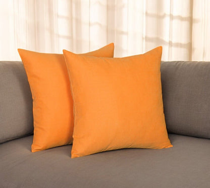 Set of Two 20" Orange Fabric Throw Pillow Covers