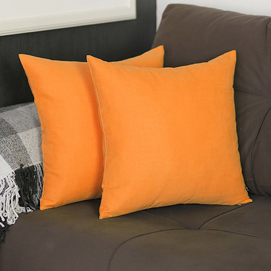 Set of Two 20" Orange Fabric Throw Pillow Covers
