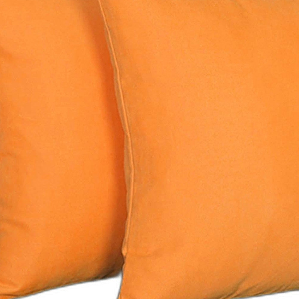 Set Of Two 20" X 20" Orange Polyester Zippered Pillow Cover