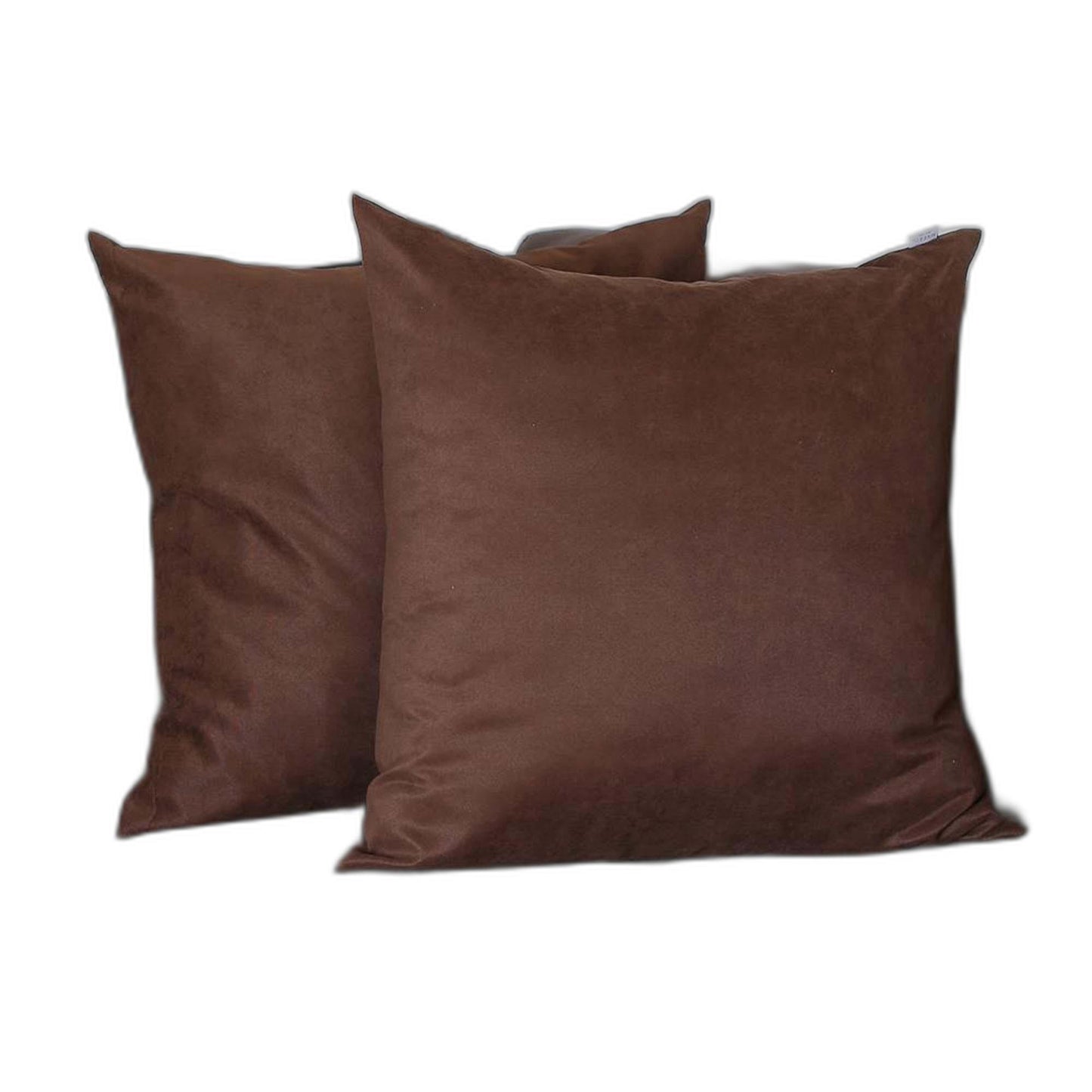 Set Of Two 22" X 22" Brown Polyester Zippered Pillow Cover