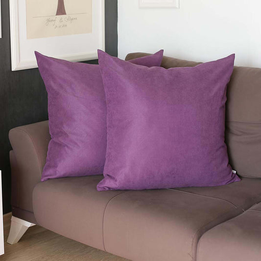 Set Of Two 22" X 22" Purple Polyester Zippered Pillow Cover