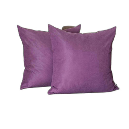 Set of Two 22" Purple Fabric Throw Pillow Covers