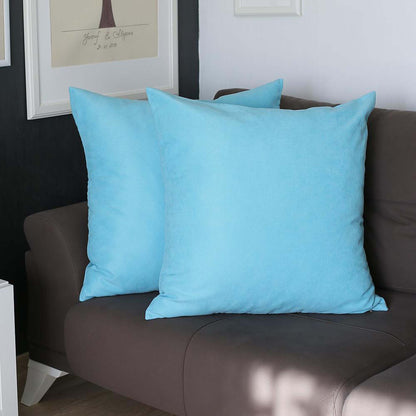 Set Of Two 22" X 22" Sky Blue Polyester Zippered Pillow Cover