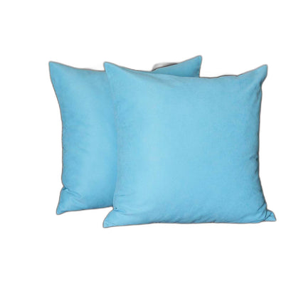 Set Of Two 22" X 22" Sky Blue Polyester Zippered Pillow Cover