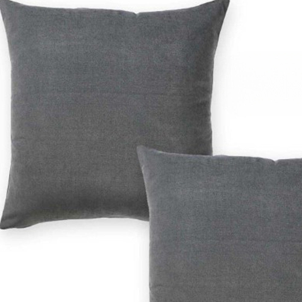 Set Of Two 22" X 22" Gray Polyester Zippered Pillow Cover