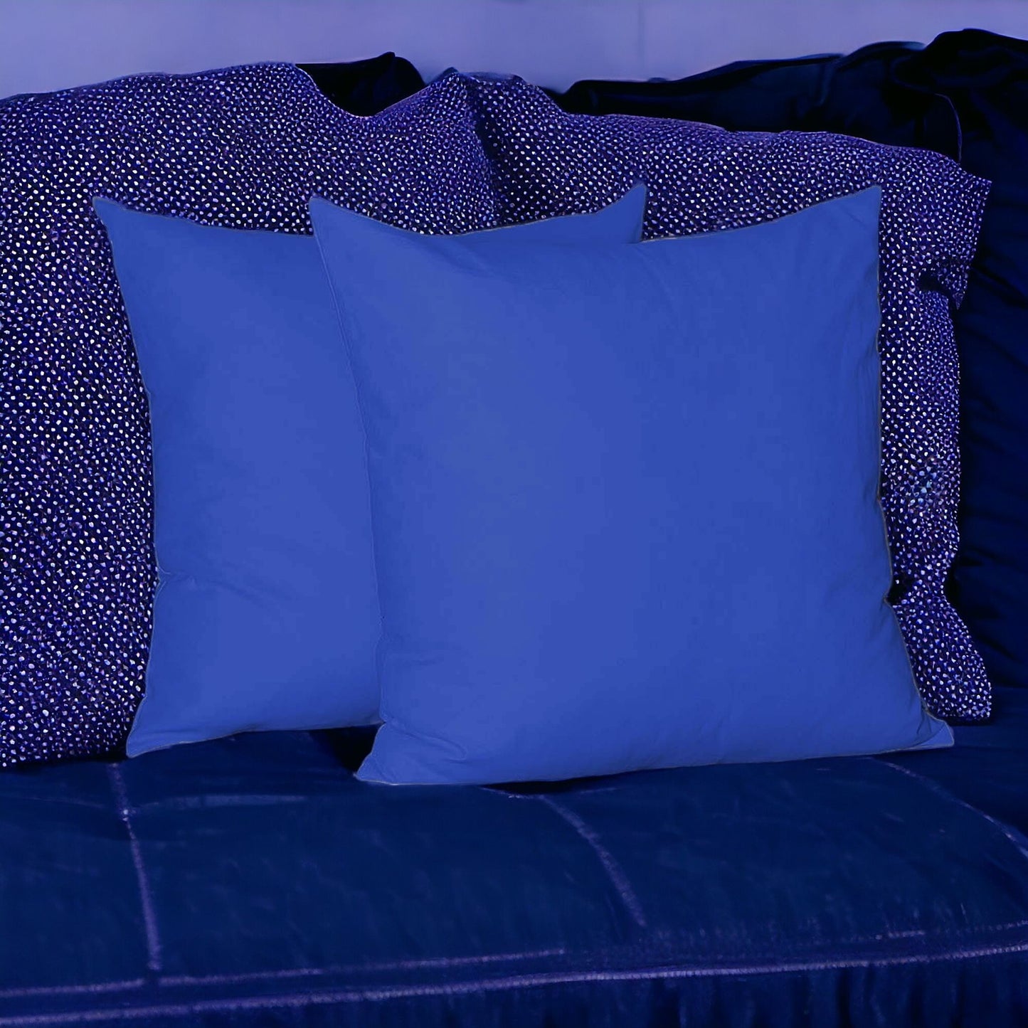 Set Of Two 22" X 22" Sapphire Blue Polyester Zippered Pillow Cover