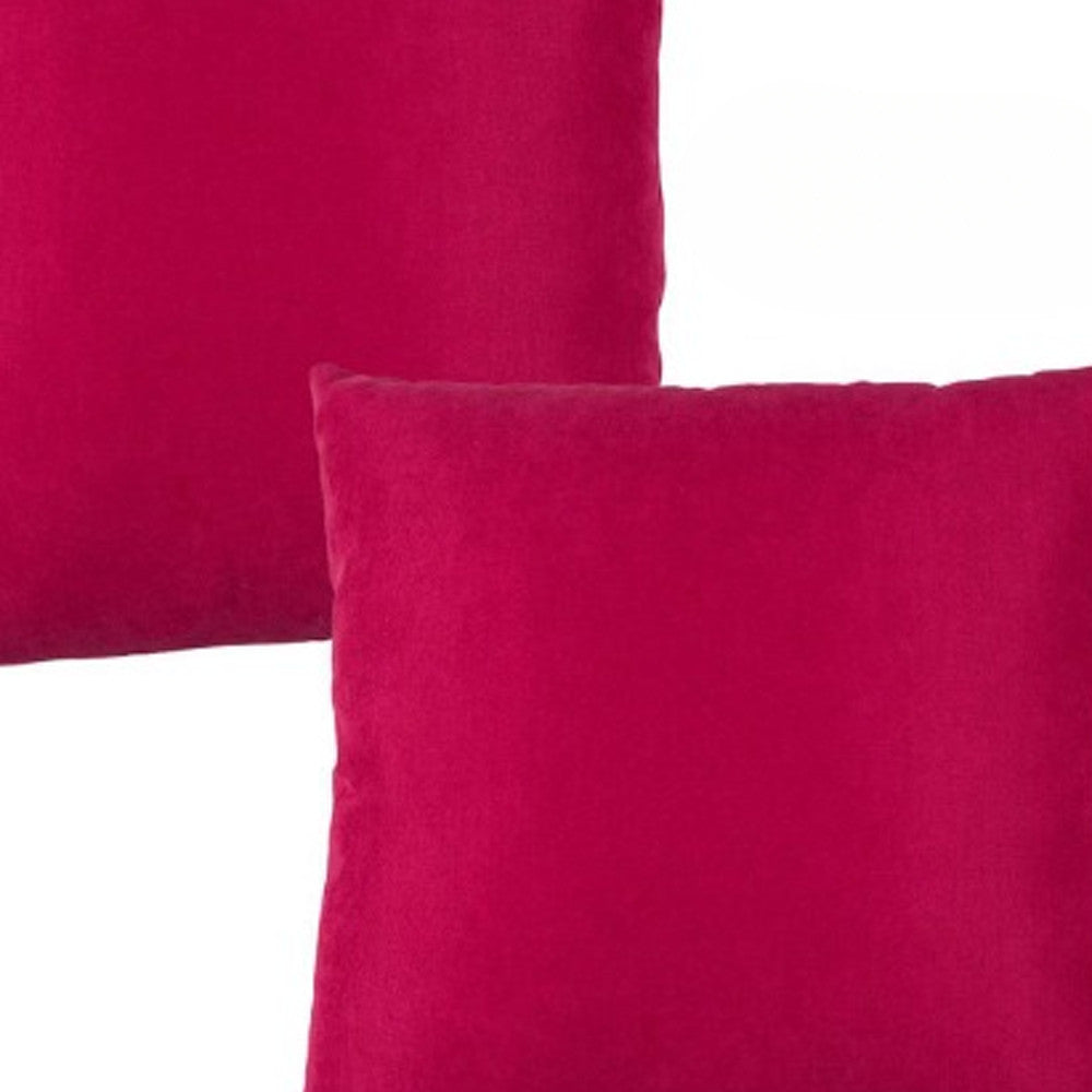 Set Of Two 22" X 22" Pink Polyester Zippered Pillow Cover