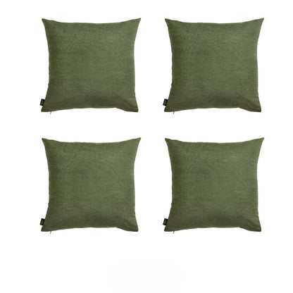 Set Of Four 17" X 17" Fern Green Polyester Zippered Pillow Cover