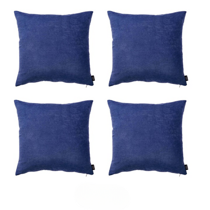 Set Of Four 17" X 17" Navy Blue Polyester Zippered Pillow Cover