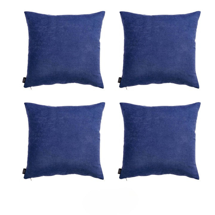 Set Of Four 17" X 17" Navy Blue Polyester Zippered Pillow Cover