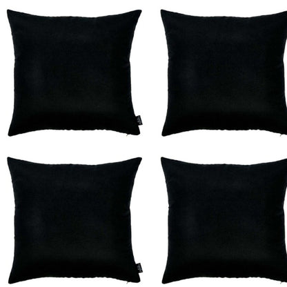 Set Of Four 17" X 17" Black Polyester Zippered Pillow Cover