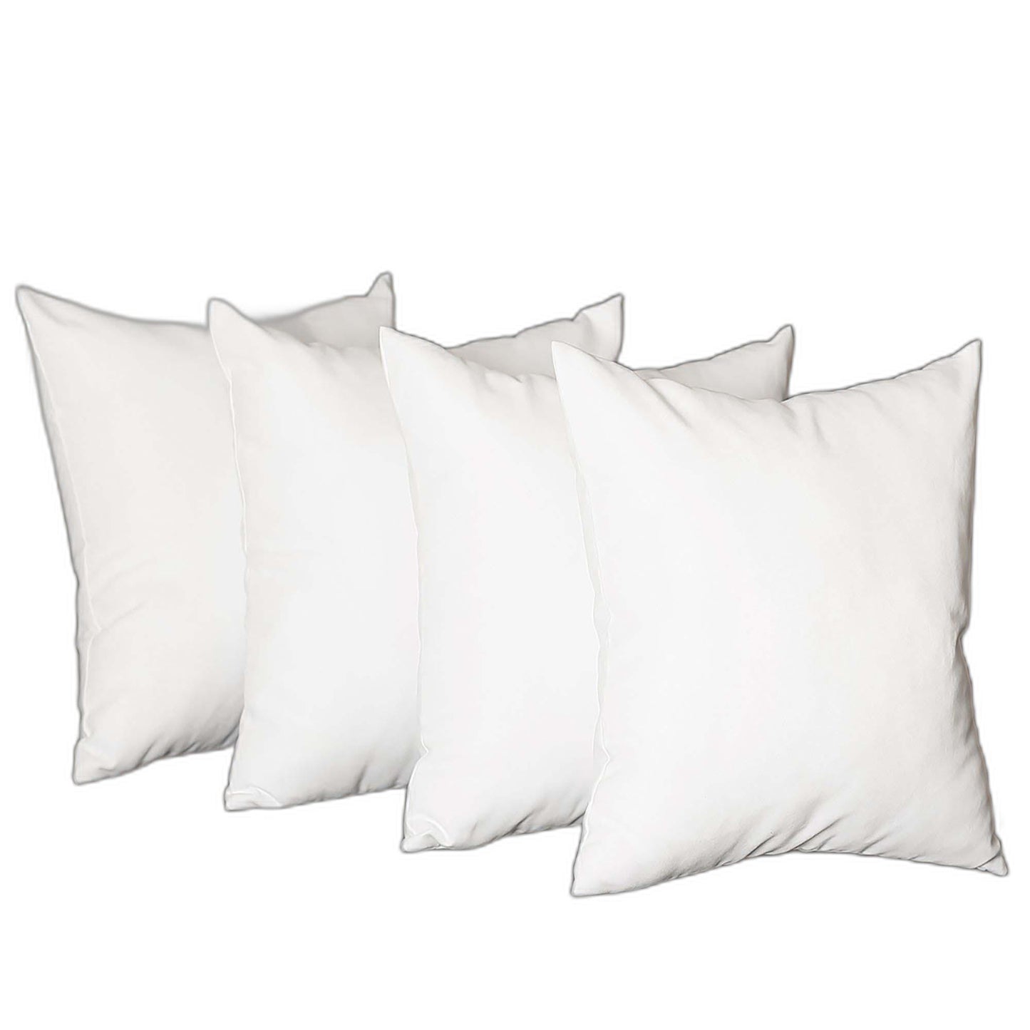 Set Of Four 18" X 18" White Polyester Zippered Pillow Cover