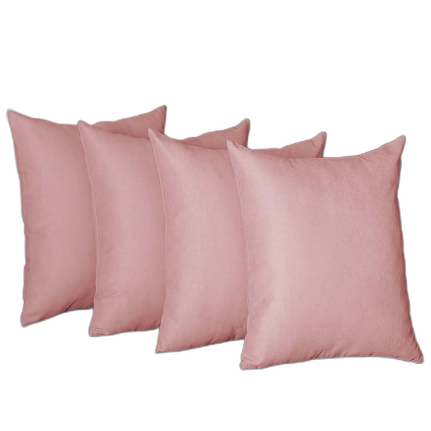 Set Of Four 18" X 18" Light Pink Polyester Zippered Pillow Cover