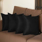 Set Of Four 18" X 18" Black Polyester Zippered Pillow Cover