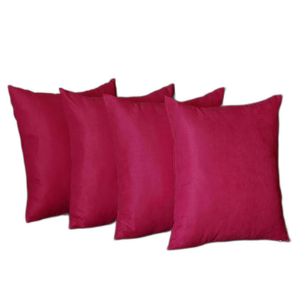 Set Of Four 18" X 18" Pink Polyester Zippered Pillow Cover