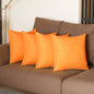 Set of Four 20" Orange Fabric Throw Pillow Covers