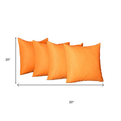 Set of Four 20" Orange Fabric Throw Pillow Covers