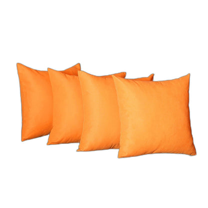 Set Of Four 20" X 20" Orange Polyester Zippered Pillow Cover