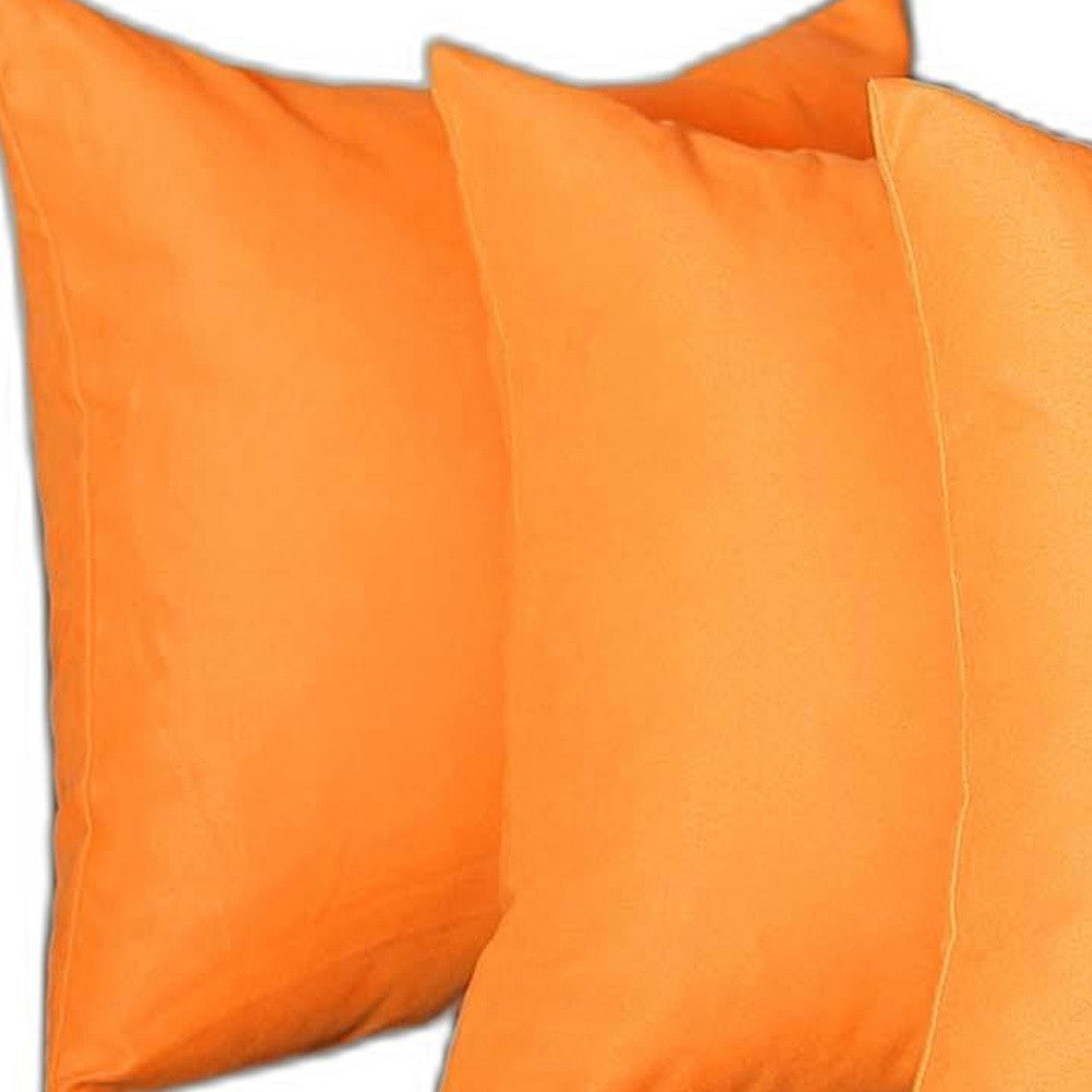 Set Of Four 20" X 20" Orange Polyester Zippered Pillow Cover