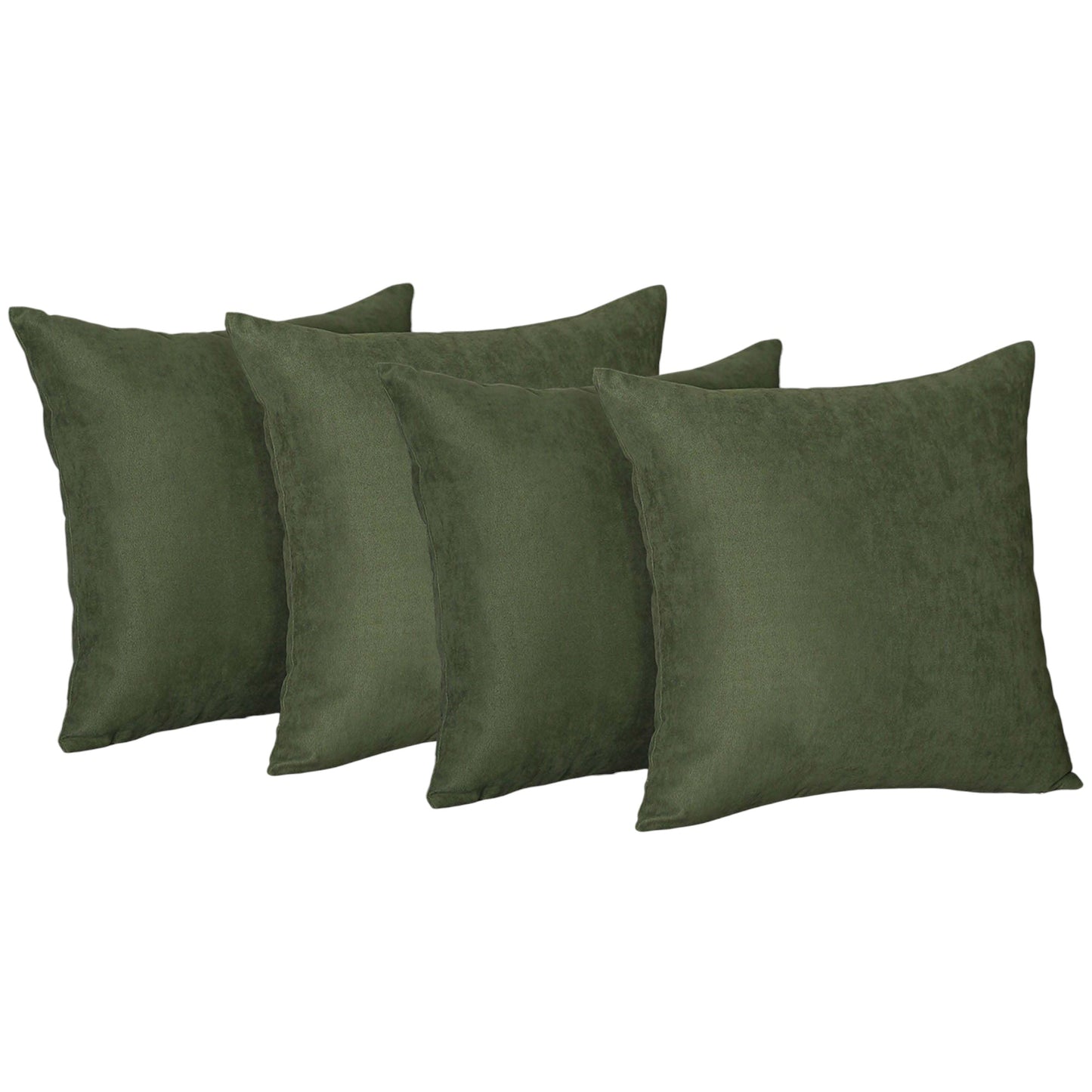 Set Of Four 20" X 20" Fern Green Polyester Zippered Pillow Cover