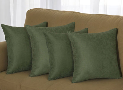 Set Of Four 20" X 20" Fern Green Polyester Zippered Pillow Cover