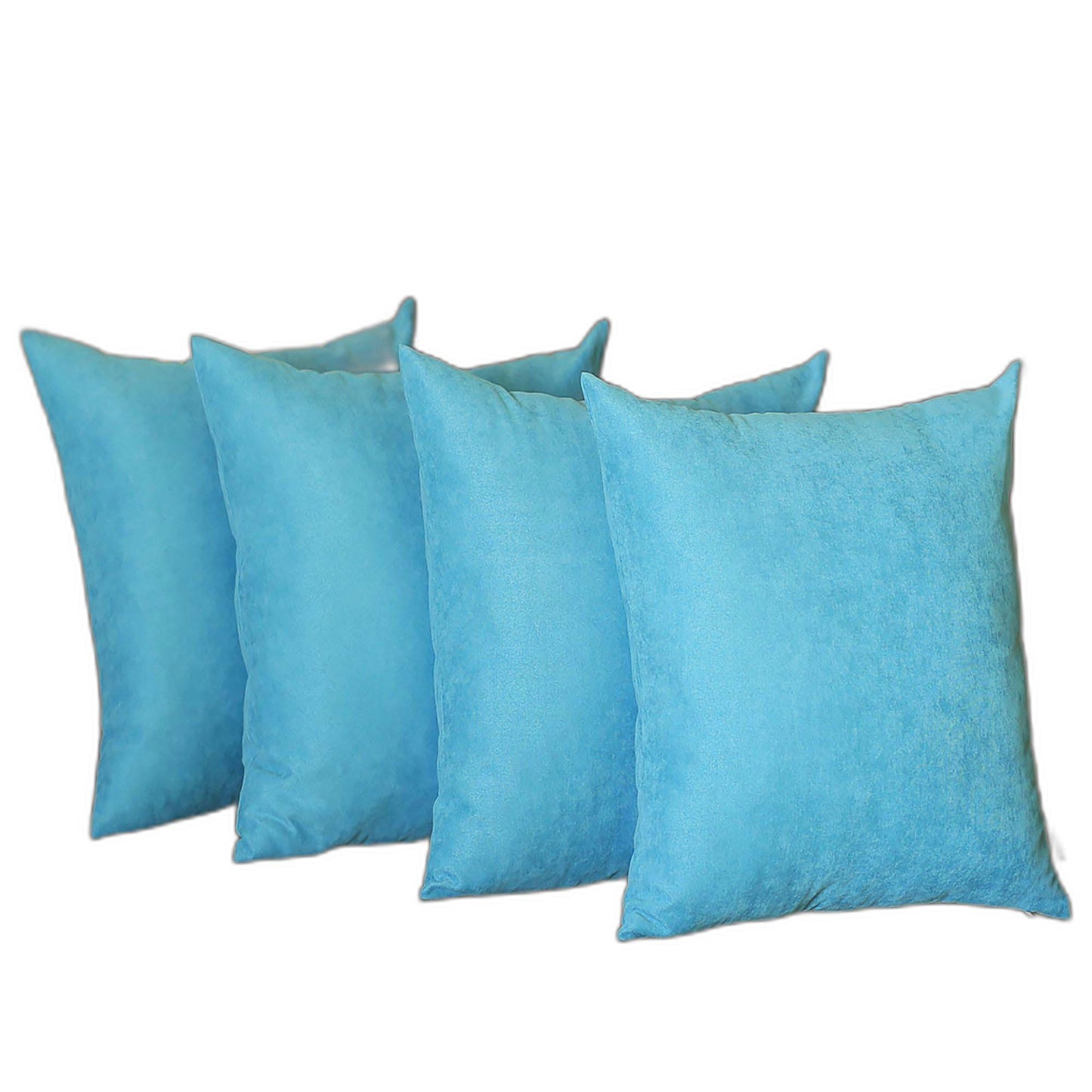 Set Of Four 20" X 20" Sky Blue Polyester Zippered Pillow Cover