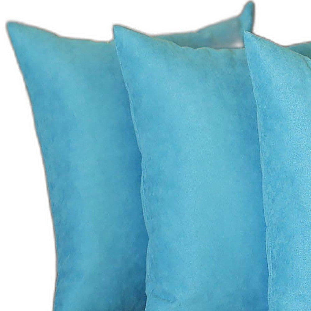 Set Of Four 20" X 20" Sky Blue Polyester Zippered Pillow Cover