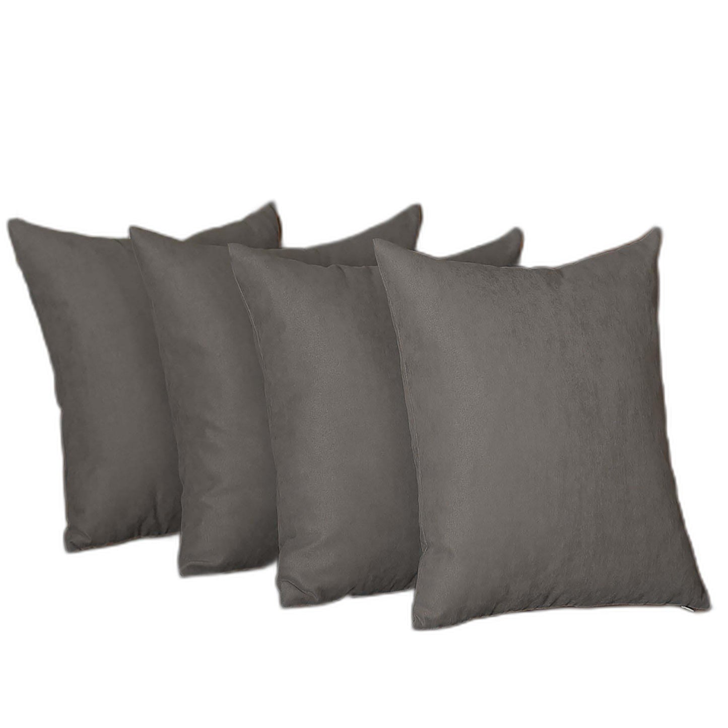 Set Of Four 20" X 20" Gray Polyester Zippered Pillow Cover