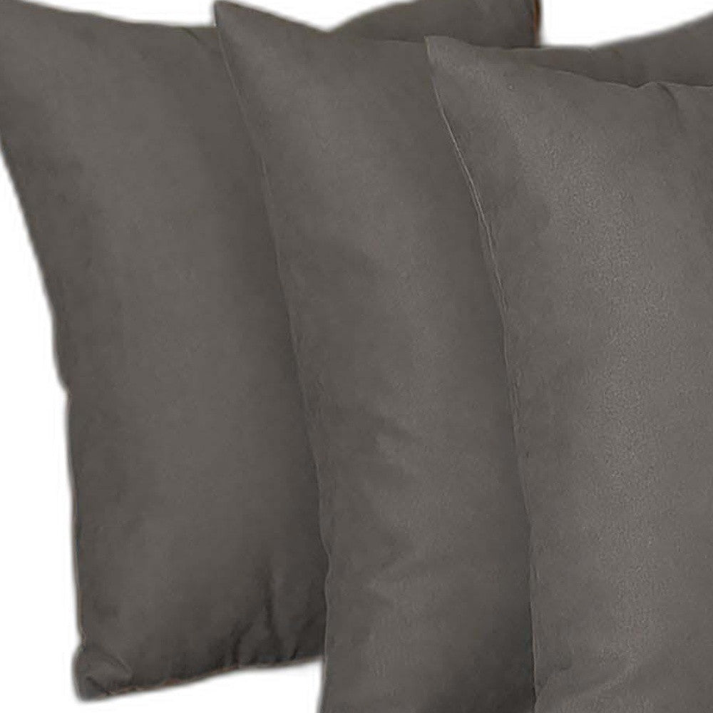 Set Of Four 20" X 20" Gray Polyester Zippered Pillow Cover