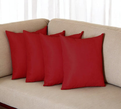 Set of Four 20" Red Fabric Throw Pillow Covers