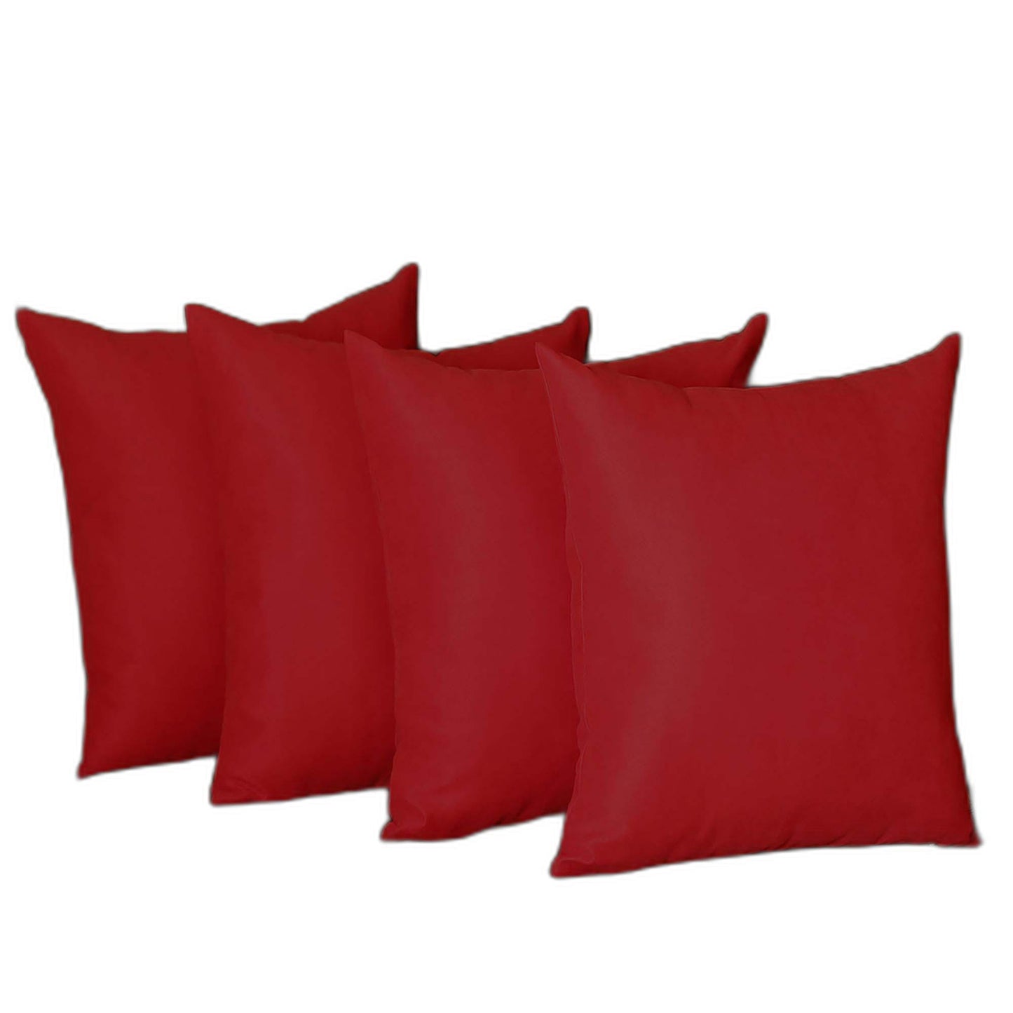 Set Of Four 20" X 20" Red Polyester Zippered Pillow Cover