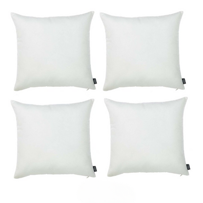 Set Of Four 22" X 22" White Polyester Zippered Pillow Cover