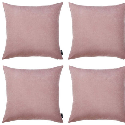 Set Of Four 22" X 22" Light Pink Polyester Zippered Pillow Cover