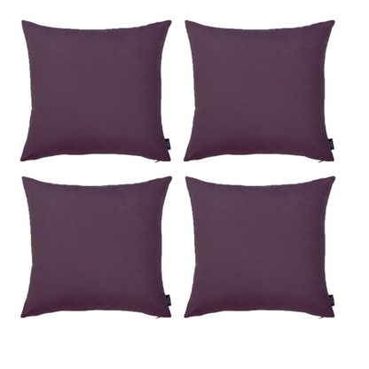 Set Of Four 22" X 22" Purple Polyester Zippered Pillow Cover