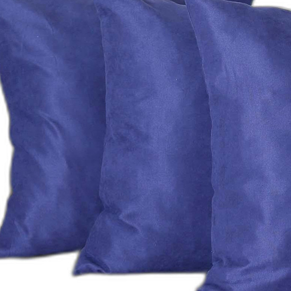 Set Of Four 22" X 22" Navy Blue Polyester Zippered Pillow Cover